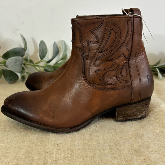 Roan Elsia Western short ankle boot brown leather women size 7 - Picture 7 of 11